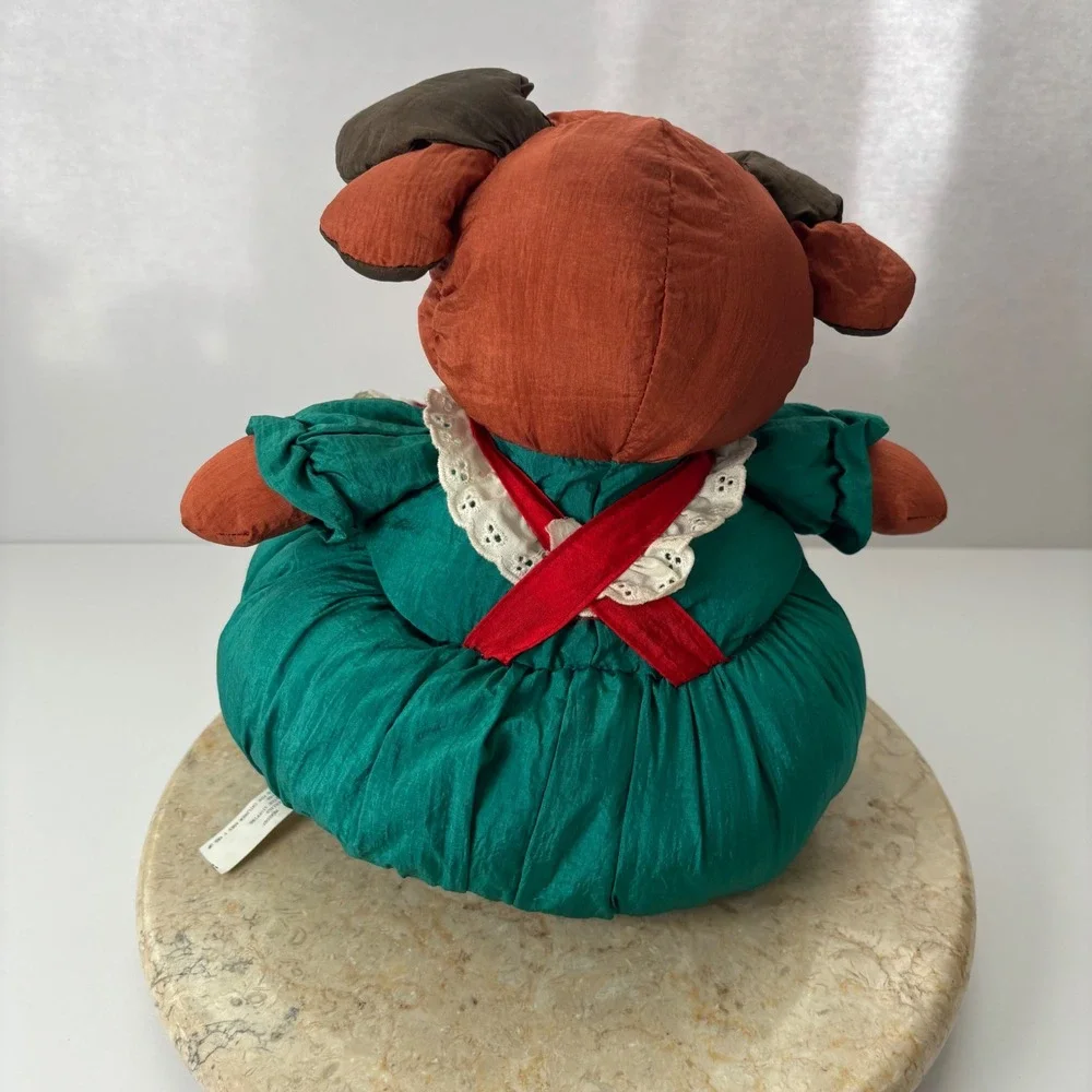 Vintage Reindeer Plush Basket Red Dress Green Apron Novelty Toy‎ Puffalump